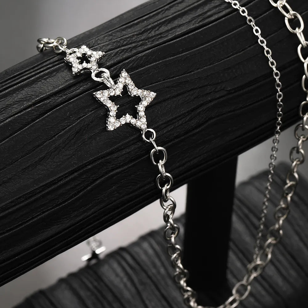 Star Zircon Pendant Necklace for Women Luxury Sweet Cool Girl Punk Heart Clavicle Chain  2023 New Fashion Jewelry Party Gift